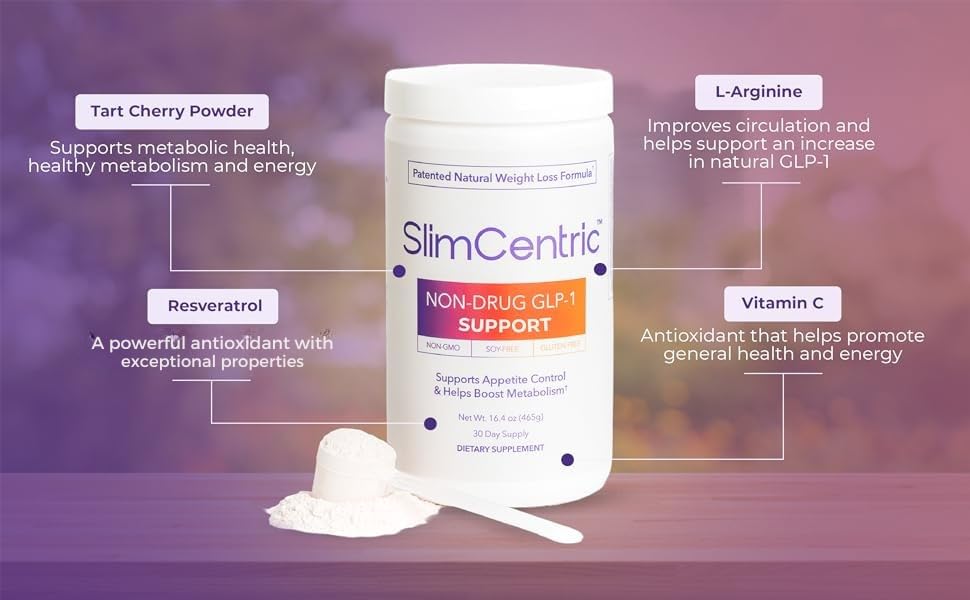SlimCentric - Naturally Support GLP-1 Production - Safe, Effective Wellness Support - Supports a Healthy Metabolism & Lean Muscle Mass - Made in USA | Non-GMO, Cruelty-Free Formula (30 Day Supply)