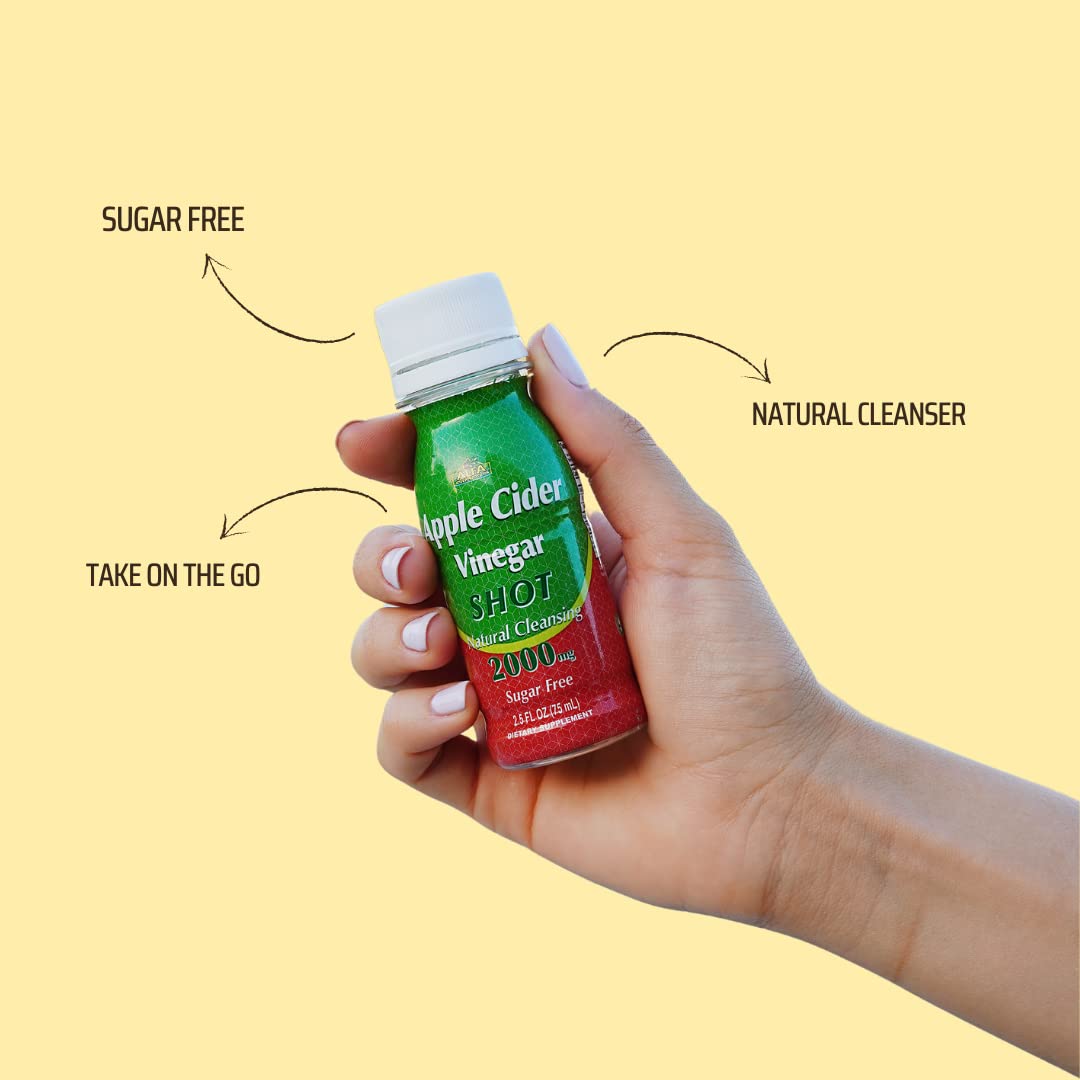 ALFA VITAMINS Apple Cider Vinegar Shot 2000 MG, Sugar-Free, Natural Cleansing, Digestion, Detox, Immune, Appetite Suppressant Natural Flavor (2.5 FL OZ Bottle) 20 Pack