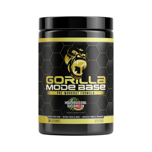 Gorilla Mind Base Pre Workout - Raises Nitric Oxide Intense Focus & Drive Endurance Power - L-Citrulline, L-Tyrosine, Betaine, Alpha-GPC, Caffeine, Huperzine A - 360 Grams (Watermelon)