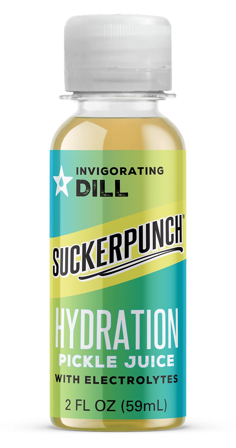 Suckerpunch Hydration Pickle Juice Shot Dill Flavored Gluten Free Post Workout Dill Electrolyte Drink Low Calorie Muscle Cramp Defense Potassium Keto Friendly Low Sugar Non GMO 2 Oz 12 CT