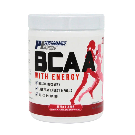 PERFORMANCE INSPIRED Nutrition BCAA with Energy - 5G BCAA, 480mg CherryPURE, 160mg Natural Caffeine - Supports Muscle Recovery & Endurance - Berry Flavor
