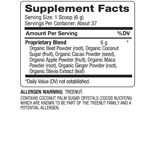 BareOrganics Energy & Stamina Blend Powder, Organic Superfood, Vegan Dietary Supplement, 8 Ounces
