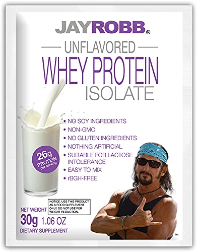 JAYROBB Whey Unflavored Isolate Protein Powder, Low Carb, Keto, Vegetarian, Gluten Free, Lactose Free, No Sugar Added, No Fat, No Soy, Nothing Artificial, Non-GMO, Best-Tasting (Individual Packet,)