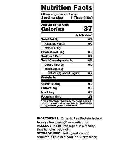 Terrasoul Superfoods Organic Pea Protein (Unflavored, Smooth Texture), 1.5 Pounds