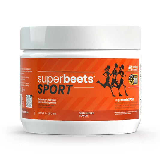 HumanN SuperBeets Sport Endurance Pre Workout Powder - NSF Certified - Nitric Oxide Supplement - Caffeine, Creatine & Stimulant Free Energy - Wild Cherry Flavor, 20 Servings