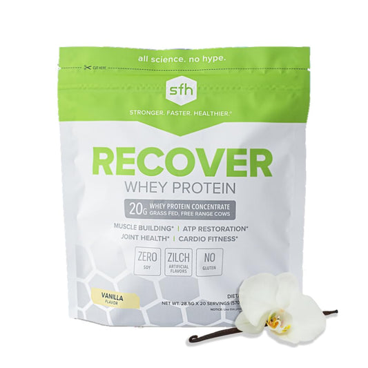 SFH RECOVER Whey Protein Powder (Vanilla) Great Tasting Grass Fed Whey for Post Workout | All Natural | No Soy, No Gluten, No RBST, No Artificial Flavors (20 serving bag)
