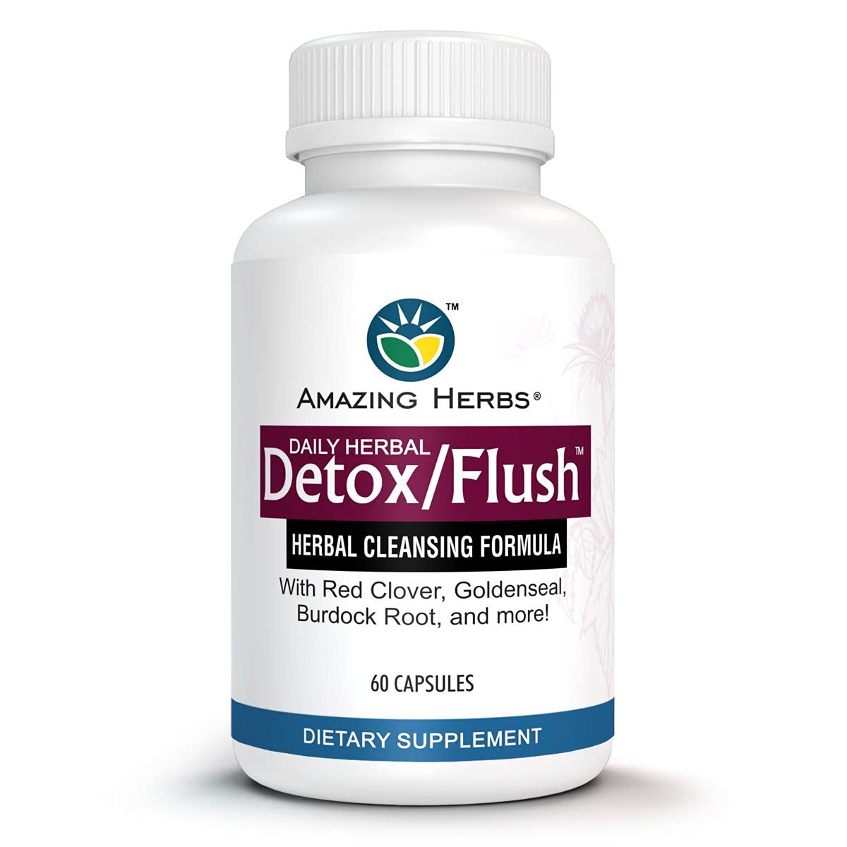 Amazing Herbs Detox/Flush Blood Purifier - All Natural Detoxifying Supplement Made with 7 Powerful Cleansing & Purifying Agents - 60 Count