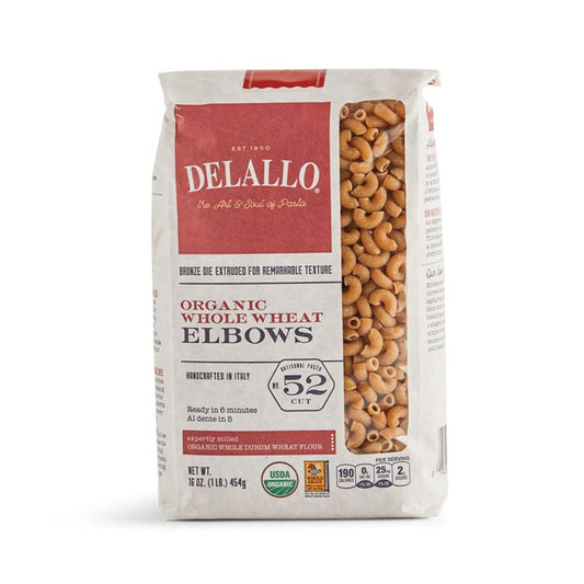 DeLallo Organic Whole Wheat Elbows 52 1 Pound Pack of 16