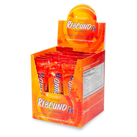 Youngevity Rebound FX™ Citrus Punch On-The-Go Stick Packs - 30 Count Box - Sports Energy Drink with Vitamins, Amino Acids, and Electrolytes - Natural Caffeine - Supports Hydration and Recovery