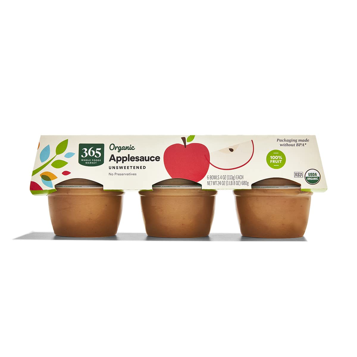 365 by Whole Foods Market Organic Unsweetened Apple Sauce 6 Pack 24 Ounce