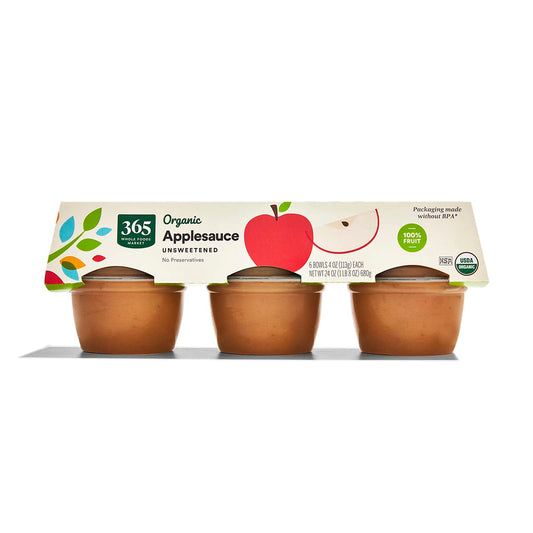 365 by Whole Foods Market Organic Unsweetened Apple Sauce 6 Pack 24 Ounce