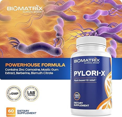 Pylori-X for H. Pylori Defense | Matula Tea Alternative w/Mastic Gum, Berberine, Zinc Carnosine, Bismuth Salts | Microbiome Balance, Digestive Relief (120 Capsules)