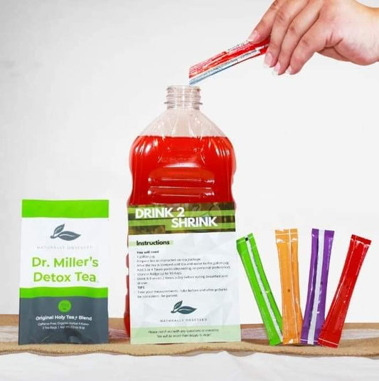 Naturally Obsessed 4 Week DRINK2SHRINK Detox Tea Formula Flat Belly System Detox Kit | NOT PREMADE (Pineapple - Peach - Fruit Punch - Strawberry)