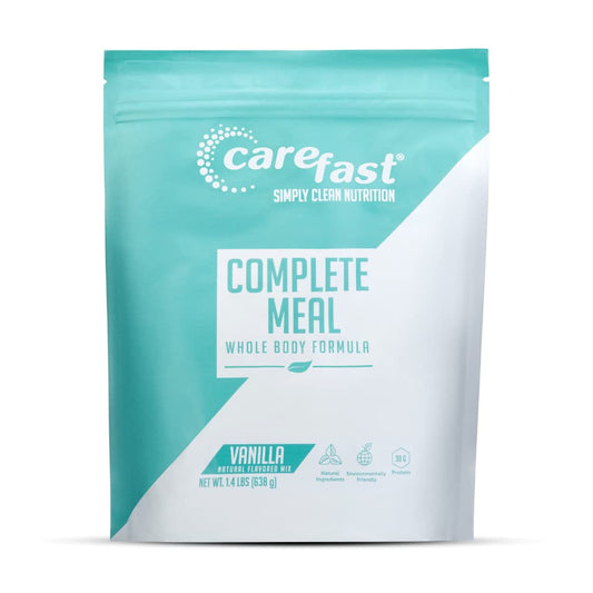 Carefast Complete Meal Replacement Powder Shake Drink Mix - Vanilla Flavored - 30g of Plant & Dairy Based Natural Protein - Over 20 Vitamins & Minerals - Delicious Healthy Low Carb Lean Diet Smoothie