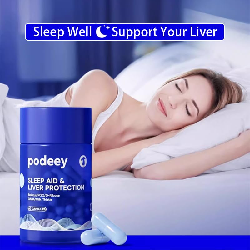 Podeey Liver Cleanse & Detox & Sleep Support & Ingredient Blend Milk Thistle,Curcumin,D-Ribose,Gamma-Aminobutyric Acid (GABA),Coenzyme Q10,COQ10