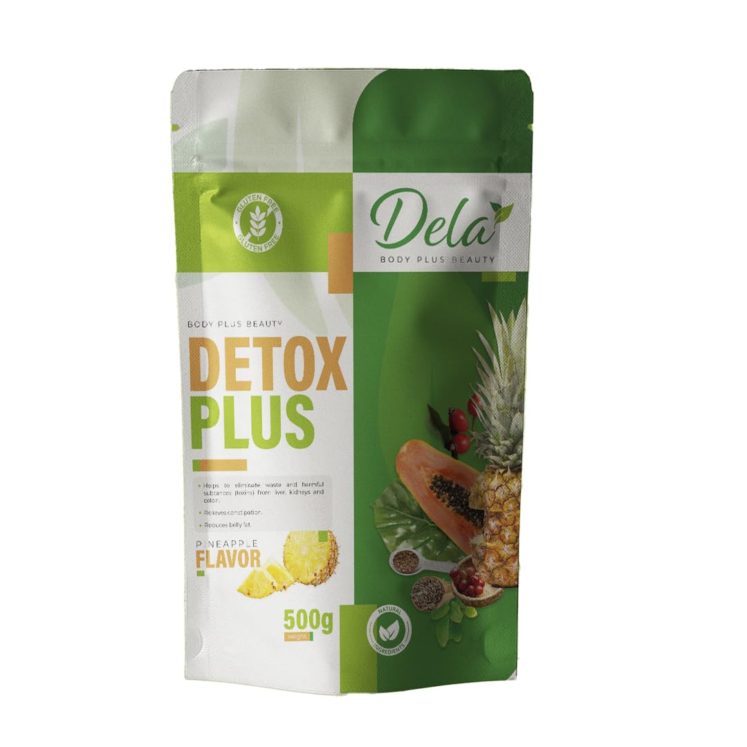 Dela Body plus Beauty Advanced Gut Cleanse Detox. 10g per Serving (Net Weight 500g) Pineapple Flavor. Cleanses intestine, Liver, Kidneys, Blood (1.1 lbs). Cascara Sagrada, Senna Leaf and More...