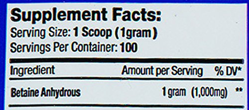 Serious Nutrition Solution Betaine Anhydrous Dietary Supplement, 100 Gram