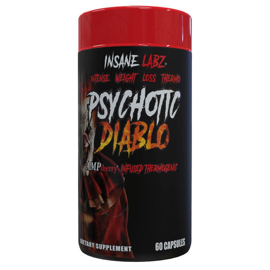 Insane Labz Psychotic Diablo Thermogenic Fat Burner for Men and Women with Grains of Paradise Theobromine Dandelion Root Extract Fueled by AMPiberry, Appetite Suppressant - 60 Servings