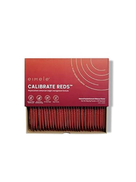 eimele Calibrate Reds | Natural Weight Control Formula for Women & Men | Reduce Cravings | Healthy Weight Support | Vegan | 30 Sachets (2g Powder ea)