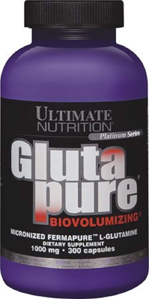 Ultimate Nutrition GlutaPure Micronized L-Glutamine Supplement, Support Muscle Development and Immune Health, for Men and Women, 1000mg, 300 Capsules