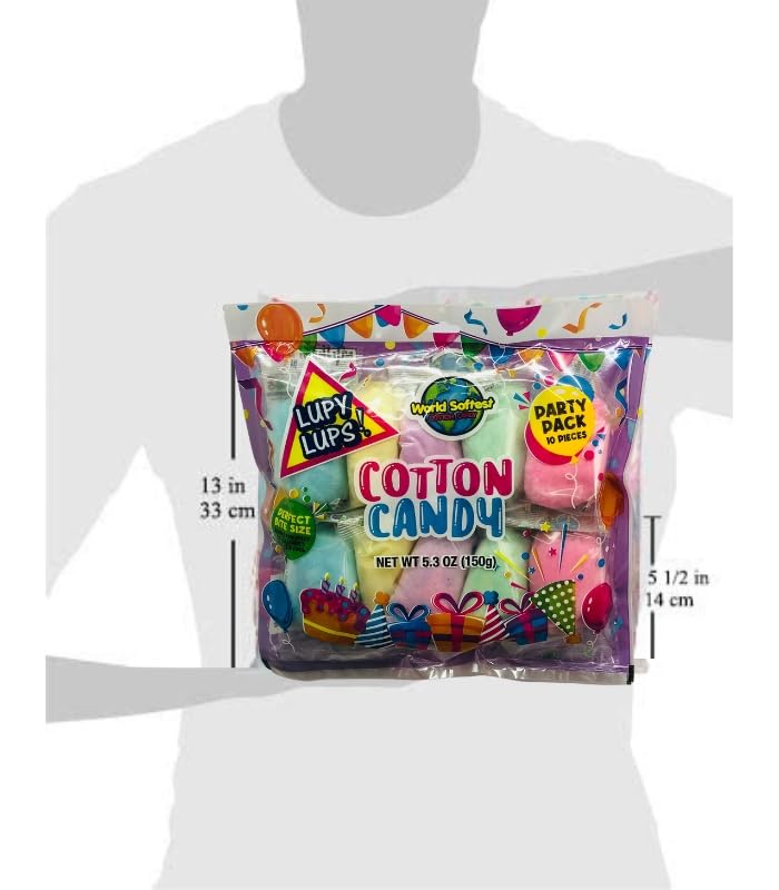 Lupy Lups Cotton Candy Party Pack 05 oz each  Individually Wrapped Pastel Candy for Stocking Treats Party Favors Buffet table and Piñata Assorted 10 Pack