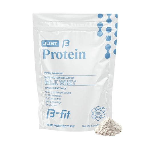 B-FIT B Just Protein 1kg - 33 Servings of Whey Isolate Protein Powder - Vegan Protein Shake - Unflavored - Supplement Ideal for Athletes - Gluten Free - Eco-Friendly Packaging