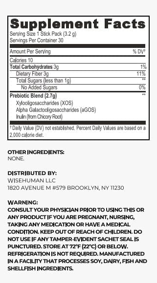 Wise Human Prebiotic Fiber Boost - 30 Daily Stick Pack - Unflavored