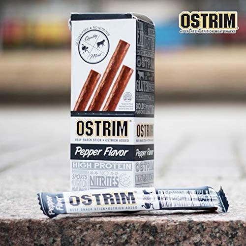 Ostrim GrassFed Beef  Ostrich Jerky Snack SticksPepper Flavor 15 oz Pack of 10