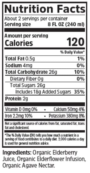 Biotta Organic Elderberry Juice  Naturally Sweetened Fruit Juice For Optimal Immune Support Function  With Immunity Boosting Elderberries  Good Source of Potassium 169 Fl Oz Pk of 6