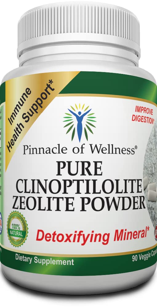 Pinnacle of Wellness Pure Clinoptilolite Zeolite Powder - Detox Cleanse Dietary Supplement - 90 Capsules