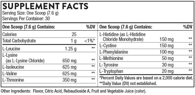 THORNE - Amino Complex - Clinically-Validated EAA and BCAA Powder for Pre or Post-Workout - Promotes Lean Muscle Mass & Energy Production* - NSF Certified for Sport - 30 Servings - 8.0 Oz - Berry