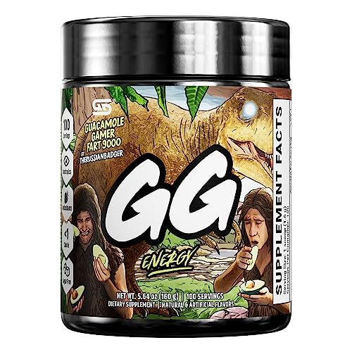 Gamer Supps, GG Energy Guacamole Gamer Fart 9000 (100 Servings) - Keto Friendly Energy and Nootropic, Sugar Free Caffeine + Vitamins - Powder Energy Drink