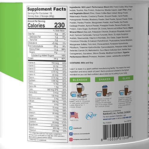 Lean1 Fat Burning Protein Shake, Chocolate Flavor 15-Serving Tubs, 2 Pack