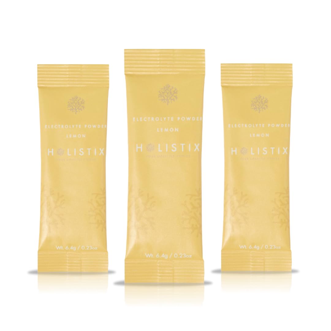 Holistix Electrolyte Powder: Zero Sugar Hydration | Enhanced with Icelandic Marine Algae | Natural Flavors | Keto & Paleo Friendly | 12 Stick Packs (Lemon)