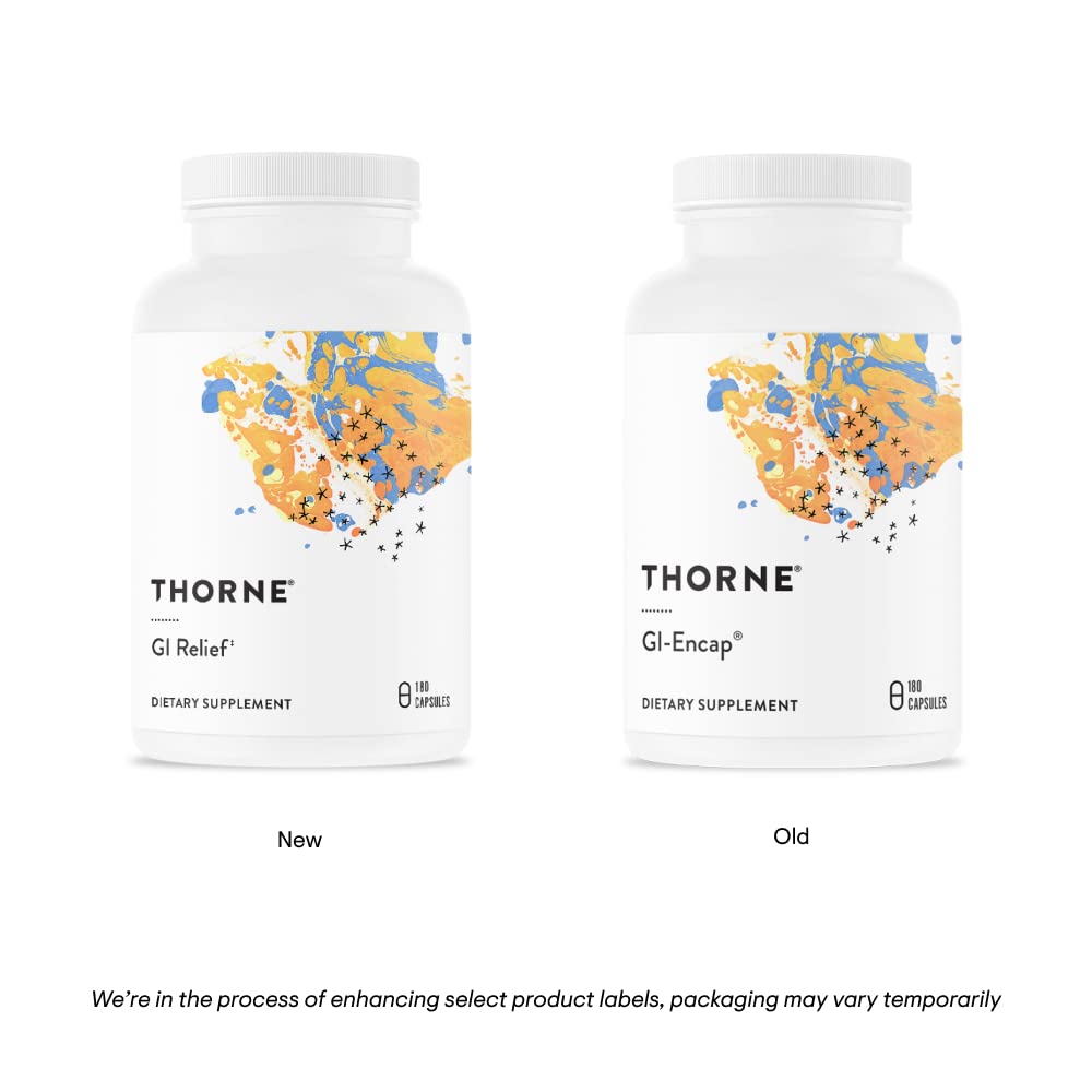 THORNE GI Relief - Digestion Supplement Supports Gut Health & Bloating Relief* - Made with Marshmallow Root Extract & Digestive Enzymes - 180 Capsules - 90 Servings