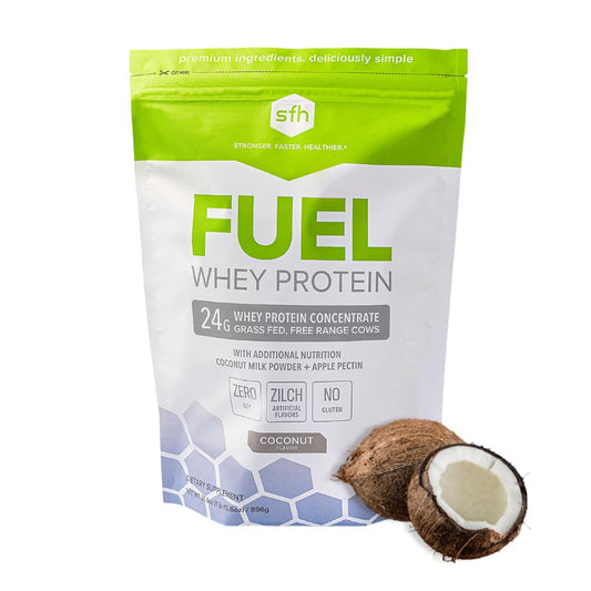 SFH Fuel Whey Protein Powder Great Tasting Grass Fed Whey | MCTs & Fiber for Energy | All Natural | Soy Free, Gluten Free, No RBST, No Artificial Flavors (Coconut (2lb Bag))
