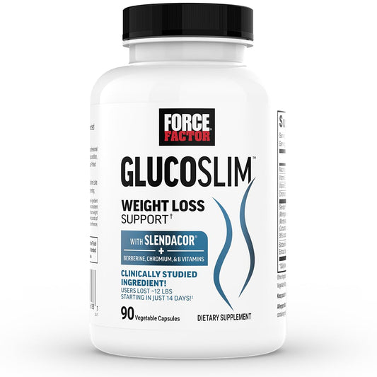 FORCE FACTOR GlucoSlim Weight Loss Pills & Metabolism Booster, Non-Stimulant Thermogenic Fat Burner & Appetite Suppressant, with Clinically Studied Slendacor, 90 Vegetable Capsules