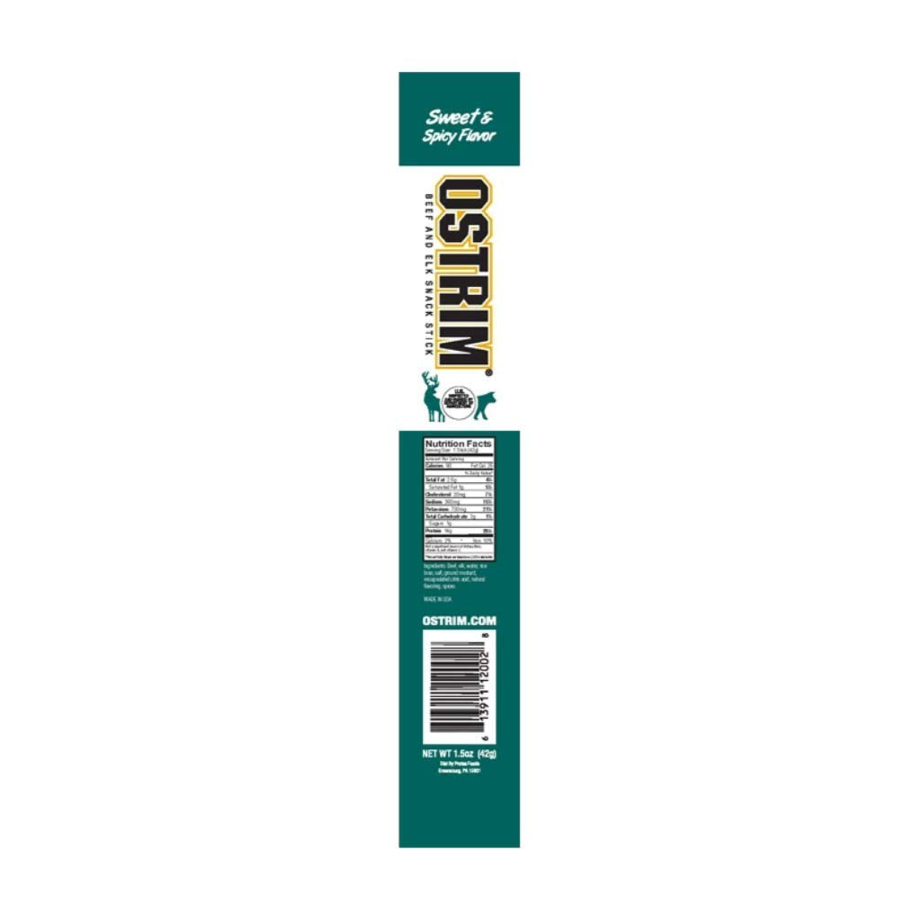 Ostrim GrassFed Beef  Elk Jerky Snack SticksSweet  Spicy Flavor 15 oz Pack of 10