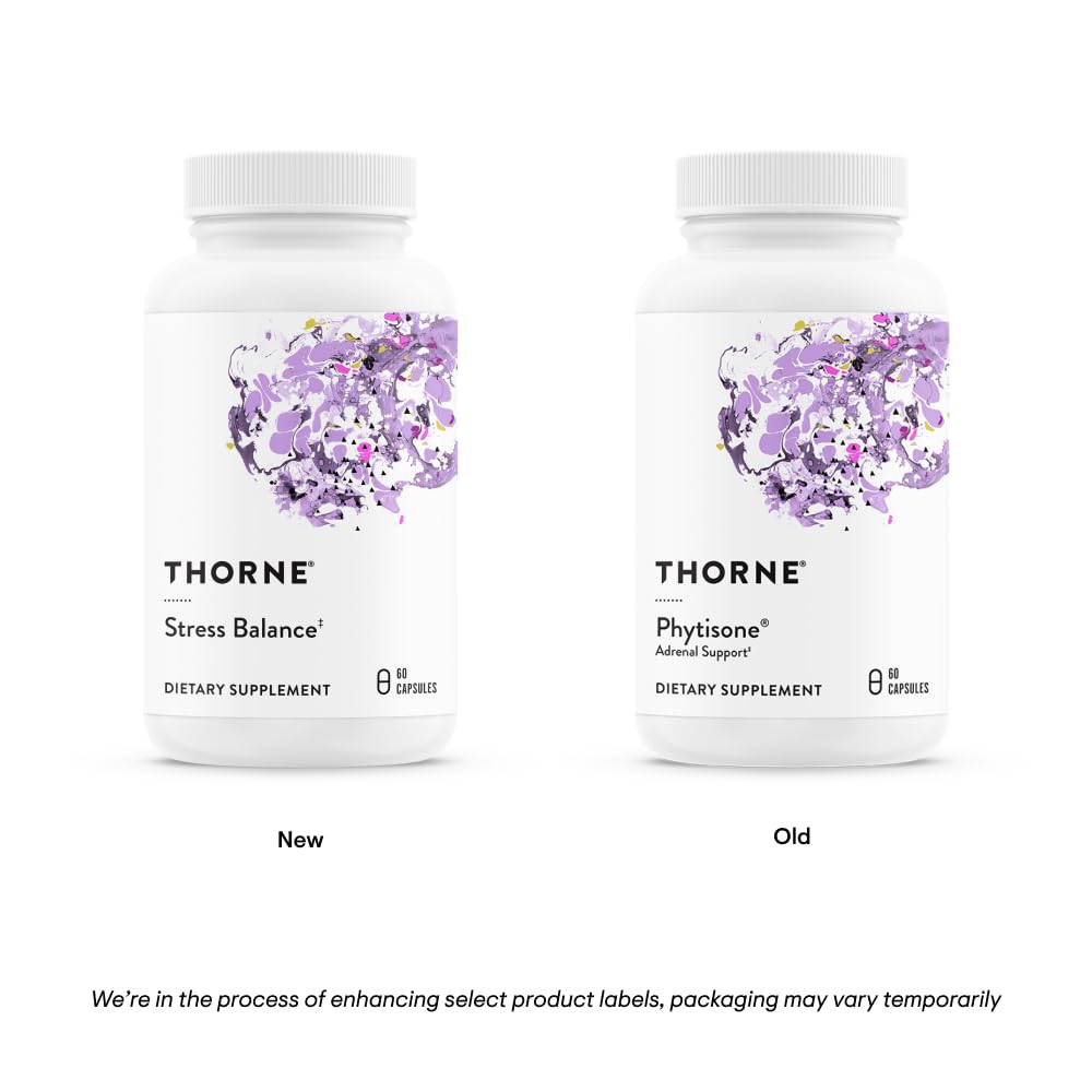 THORNE Stress Balance (Formerly Phytisone) - Adrenal Support Supplement with Vitamin C & Ashwagandha - Dairy-Free Health Support* - 60 Capsules - 30 Servings