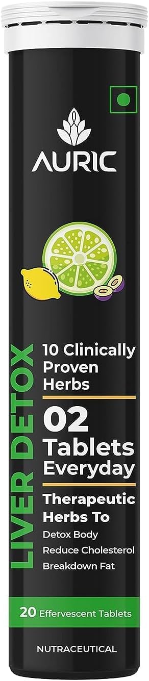 Liver Detox Effervescent | Fizzy Water with 10 Ayurvedic Herbs | Clinically Researched Therapeutic Ingredients | Drop, Dissolve, Fizz, Drink | 20 Tablets (Pack of 1)