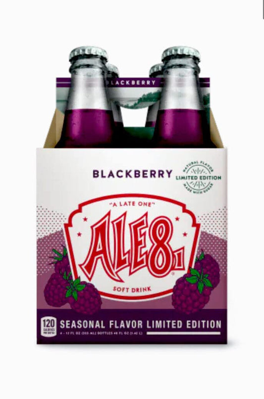 Ale 8 One Blackberry Glass Bottles 12 ounces Pack of 4 100 Kentucky Soft Drink