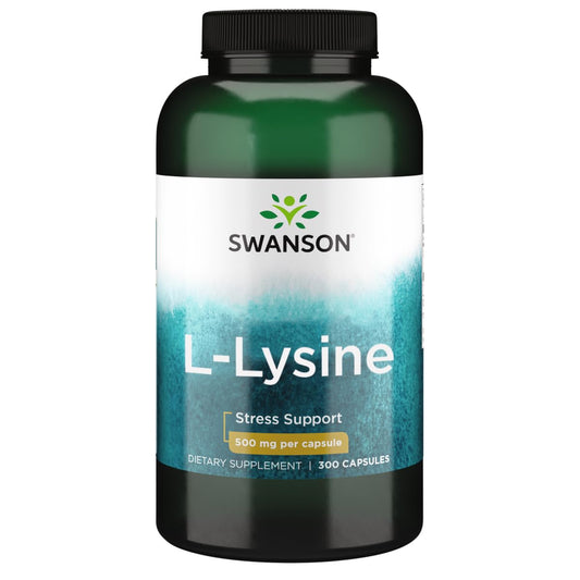 Swanson Free Form L-Lysine - Natural Supplement Promoting Stress Support & Nervous System Health - May Promote Calm Mood & Relaxation - (300 Capsules, 500mg Each)