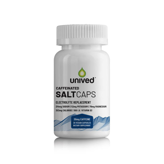 Unived Salt Capsules with 30mg Caffeine & Vitamin D3 | Salt Capsules with Electrolytes for Running, Endurance Sports Nutrition, Running Supplements | 30 Count Electrolyte Capsules