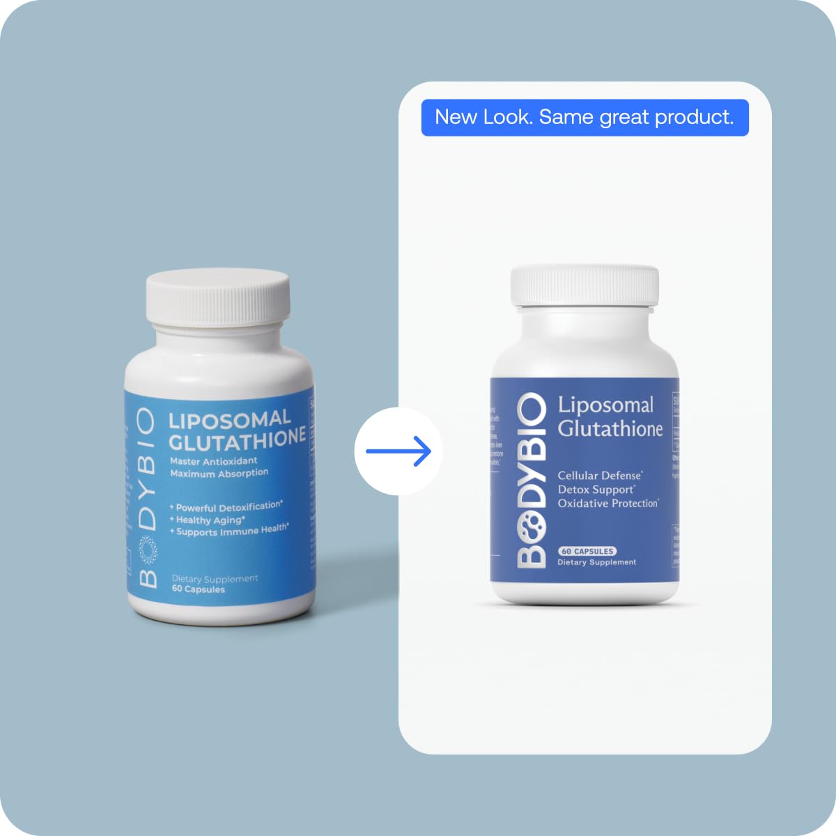 BodyBio Liposomal Glutathione | Body’s Most Powerful Antioxidant | Master Detoxification | Colon Cleanse| Optimal Cell Protection for Immune Defense | Enhanced Liposomal Absorption | 60 Capsules