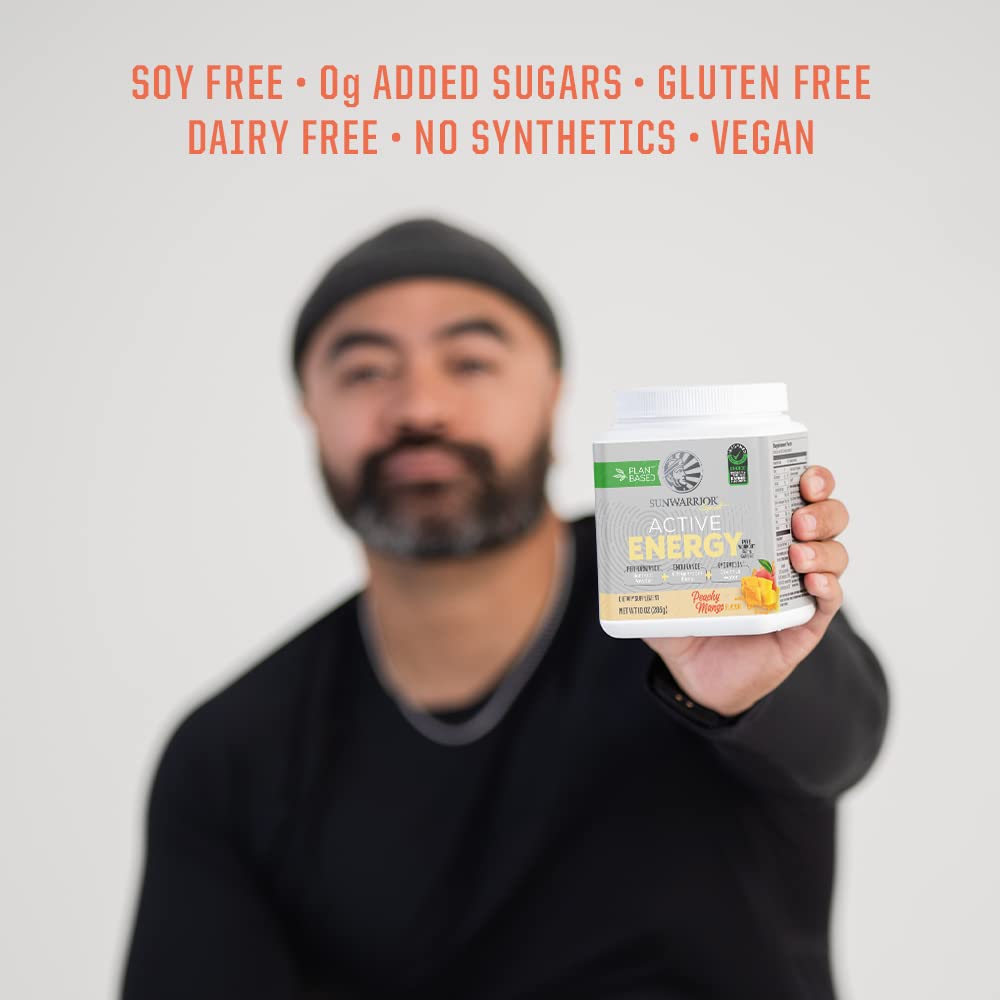 Sunwarrior Plant-Based Preworkout Powder Hydration Blend | Coconut Water Mushroom Blend Soy Free Sugar Free Gluten Free Dairy Free Synthetic Free | Peach Mango 30 Servings | Sport Active Energy