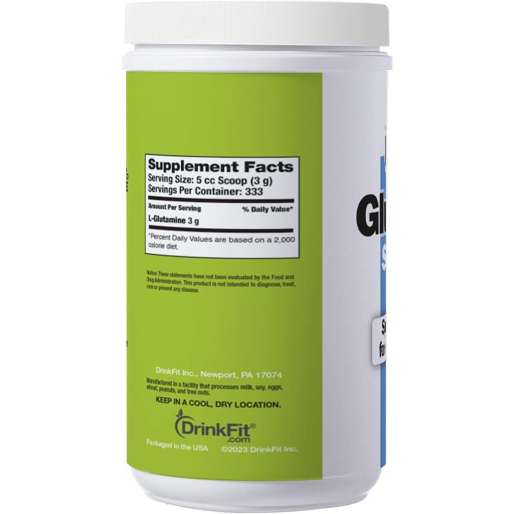 DrinkFit Smoothie Powder Mix | Specially Formulated Boost Supplements for Blended Smoothies | Meal Replacement Shakes Gluten Free - 2.2lbs Jug (Glutamine)