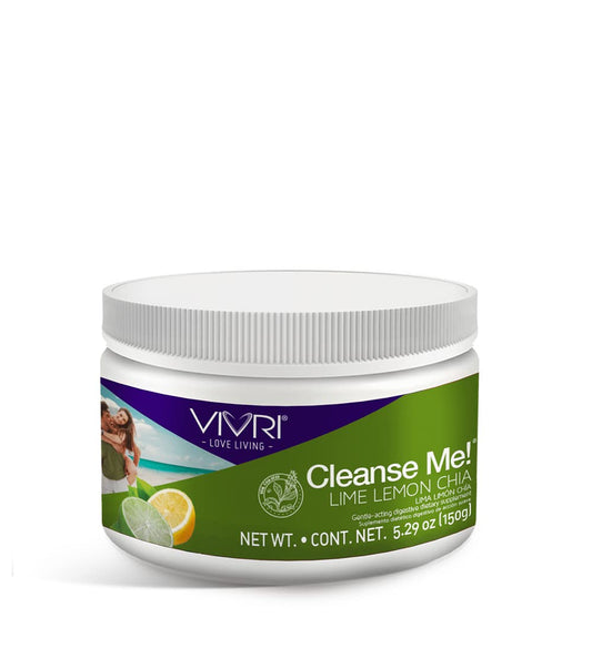 Vivri Cleanse Me | 30 Servings | Lemon Lime with Chia | Drink Powder with Natural Ingredients | Fiber Supplement for Digestive Health | Water Based Drink with Aloe Vera & Stevia Sweetener