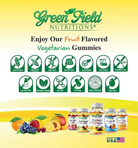 Greenfield Nutritions: Halal Fiber Gummies for Kids from Prebiotic Soluble Chicory for Digestive & Gut Support, Immune Support, Non-GMO, Gelatin Free, Gluten Free 60 Counts, Halal Kids Vitamins