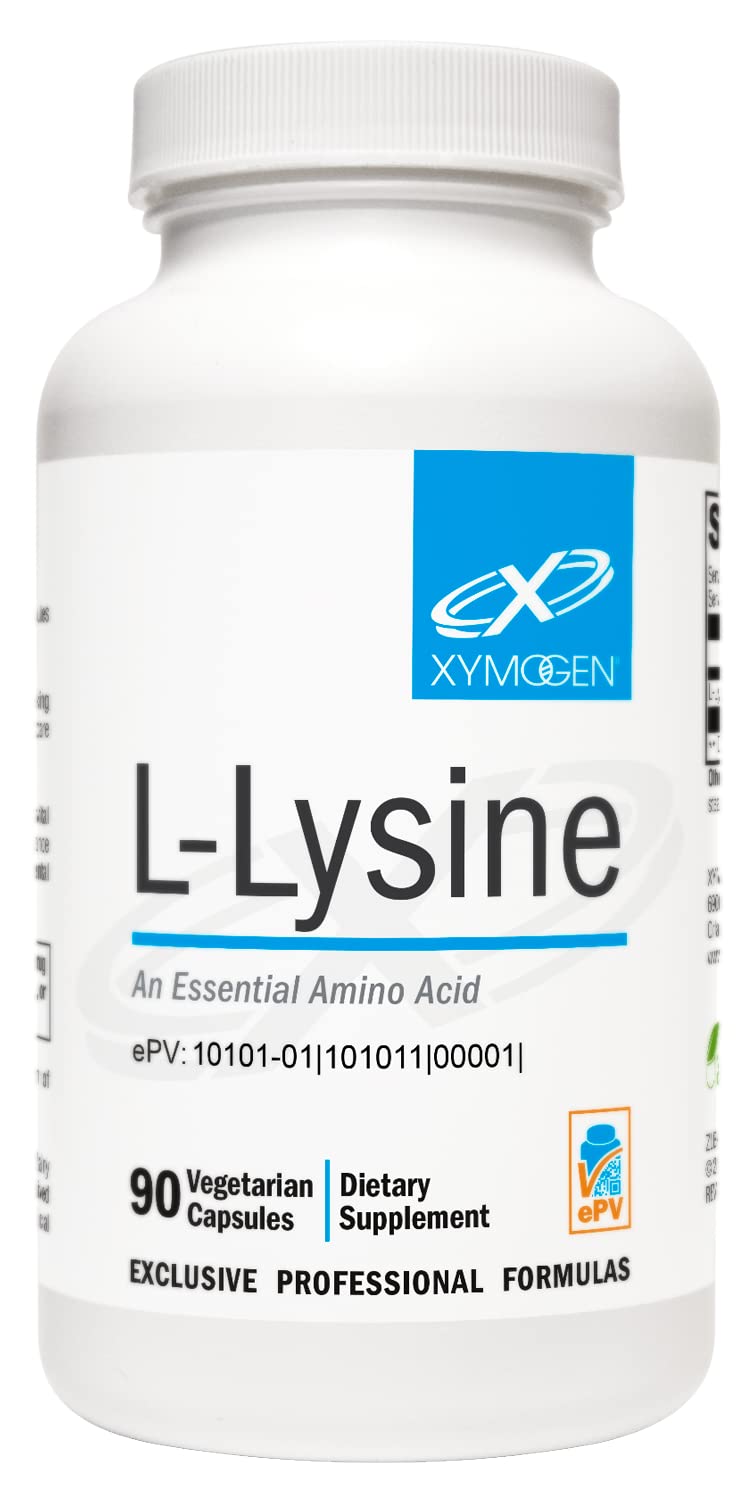 XYMOGEN L-Lysine 1000mg Capsules - Amino Acid Supplement to Support Synthesis of Collagen, Provides Balance to a High Intake of Arginine (90 Capsules)