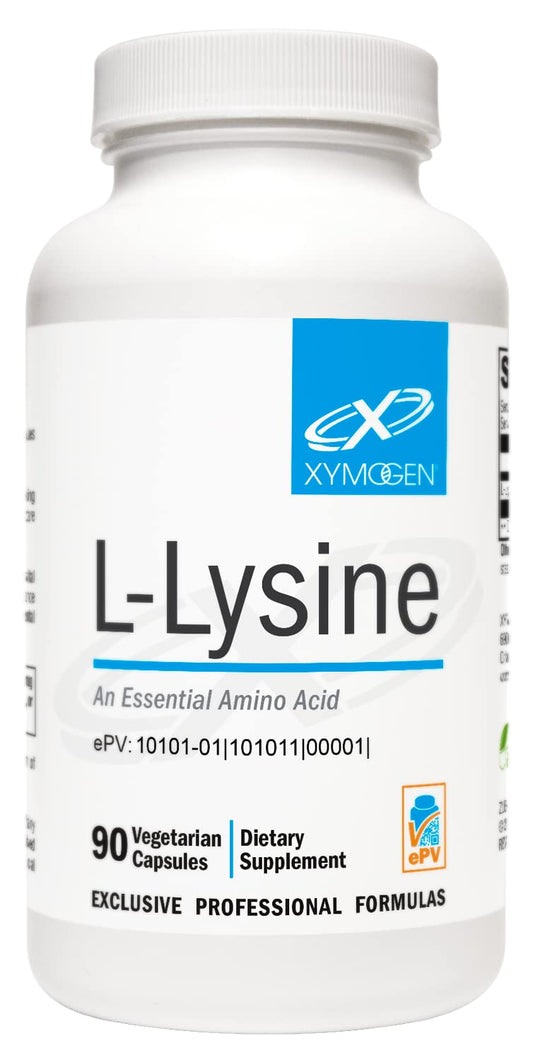 XYMOGEN L-Lysine 1000mg Capsules - Amino Acid Supplement to Support Synthesis of Collagen, Provides Balance to a High Intake of Arginine (90 Capsules)